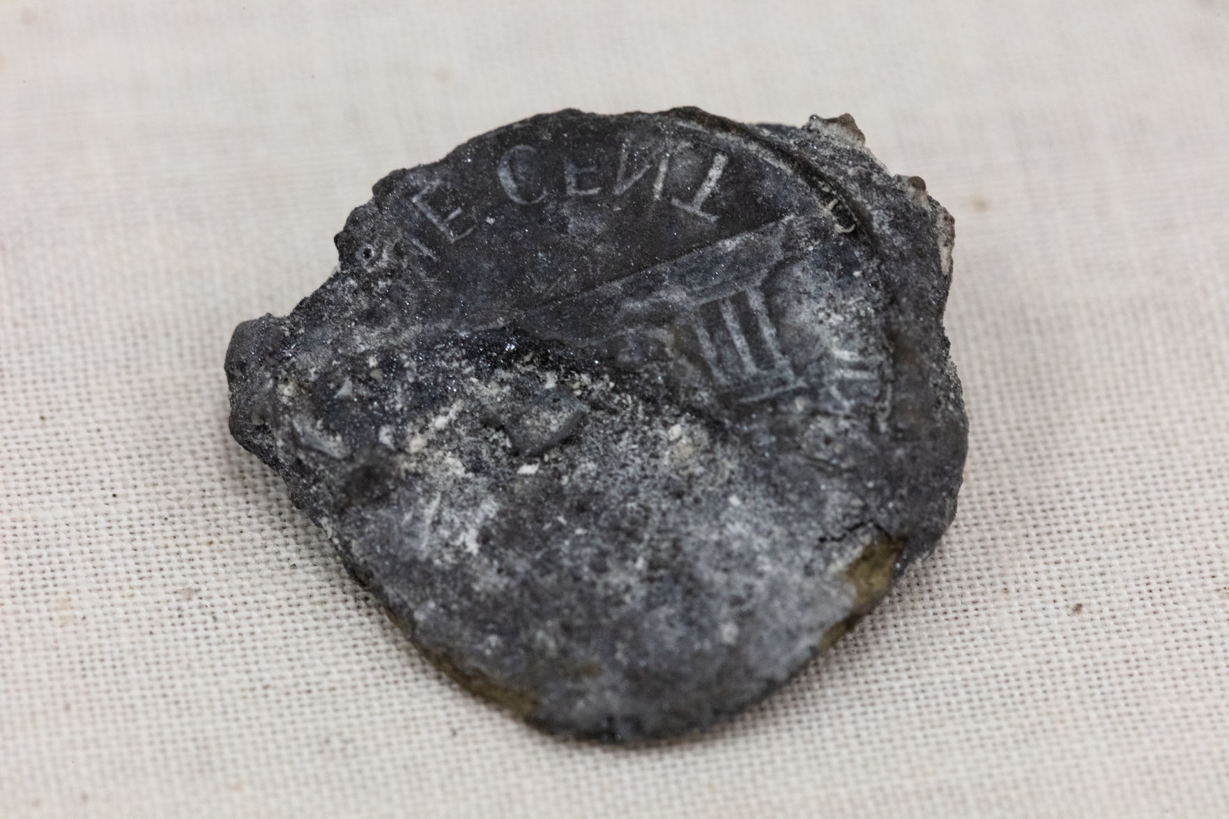 Penny imprint on mineral deposits